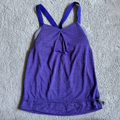 Camiseta sin mangas LULULEMON con sujetador deportivo adjunto cordón yoga gimnasio púrpura talla 4 Foto 1 de 4