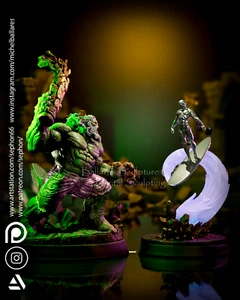 Old Hulk vs. Silver Surfer Diorama/3D Printed/Unpainted/Unassembled - Picture 1 of 14