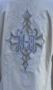 Harley Davidson Damenjacke weiß/creme Leder bestickt Größe XL - Bild 1 von 8