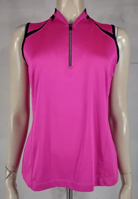 Tail neon pink black 1/4 zip sleeveless golf shirt tank top ladies Small - Image 1 of 4
