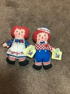 Muñecas de colección Raggedy Ann & Andy Applause impresas Beanbag etiquetas originales - Imagen 1 de 8