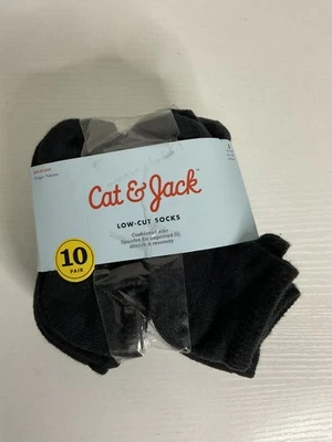 Cat & Jack Kids' Black Low-Cut Socks 10 Pack Size Small (Shoe Size 5.5-8.5) - Image 1 of 4