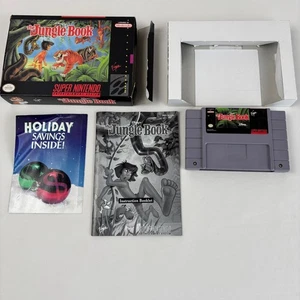 Disney's The Jungle Book Super Nintendo SNES with Box, Booklet, Video Game - Foto 1 di 15