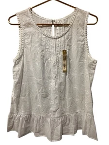 Blusa Camisa Top LC Lauren Conrad Para Mujer Babydoll con Volantes Blanca Talla M I22 - Imagen 1 de 8