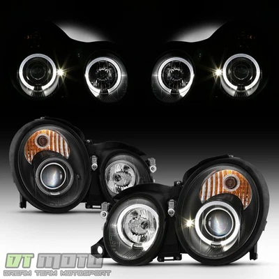 Negro 98-02 Mercedes W208 CLK LED Doble Halo Proyector Faros Luces Izquierda+Derecha Foto 1 de 4
