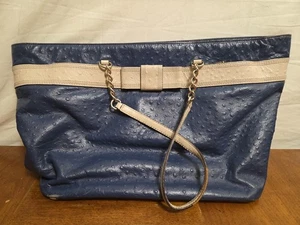 Kate Spade Handbag Medium Harmony Valencia Blue French Tote Bag Ostrich Texture  - Picture 1 of 12
