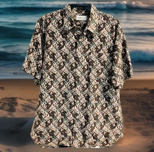 Vtg Murano Mens Sz Large Shirt Linen Blend Button-Up Geometric Pattern Classic - Picture 1 of 6