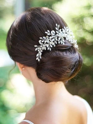 Rhinestones Hair Comb Bridal Headpiece Silver Wedding Hair Accessories for Br... - Image 1 of 4