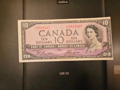 Billete de 10 dólares del Banco de Canadá 1954 Devil's Face FD8919167 F 12 Foto 1 de 4