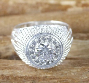 1,14 ct weißer Diamant Solitär 6 x 6 mm runder zertifizierter Herrenring siehe Video - Bild 1 von 6