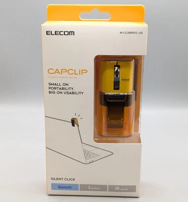 New ELECOM CAPCLIP Bluetooth Rechargeable Mouse Yellow - Image 1 of 4