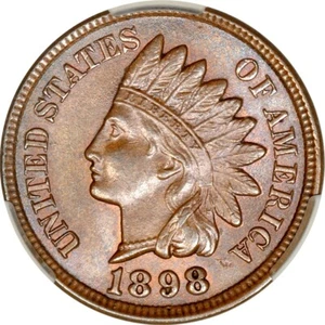 1898 1C Snow-5 Indian Cent CACG MS64+BN (PHOTO SEAL) - Picture 1 of 4