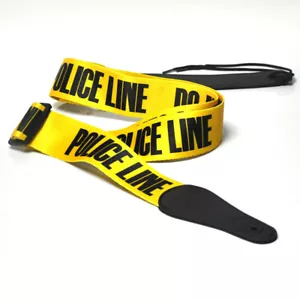 5cm de ancho amarillo guitarra bajo correa poliéster w / cuero letras de cabeza impresas - Imagen 1 de 6