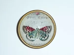 "Cartolina farfalla colorata gambo a cupola bottone formica lunetta in ottone 1-1/4" - Foto 1 di 3
