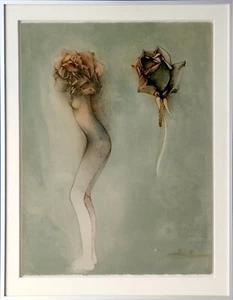 original Farblithografie Bruno Bruni  Akt Rosen handsigniert Galerierahmung - Bild 1 von 1