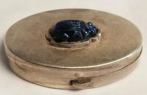 Vintage seltene Tiffany & Co. Sterling Silber Favrile Glas Skarabäus Box  - Bild 1 von 12