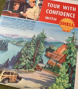 Vintage Shell Tour Map Poster Unused, Colorful And Unusual 1930’s - Picture 1 of 6