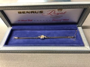 Vintage Ladies 14K Gold Benrus 1/4 Ct. TW Diamond Endearment 17J Watch NOS - Picture 1 of 12
