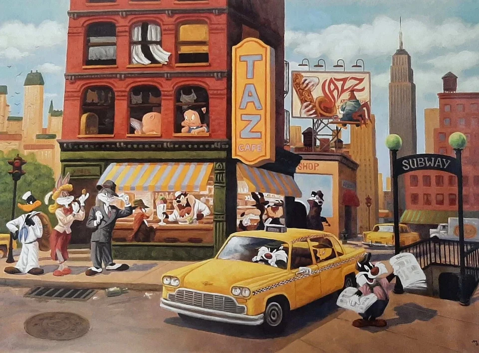 Looney Tunes-Edición Limitada Litografía-Meet Me At The Taz Café-Taz/Bugs/Daffy+++ Foto 1 de 1