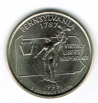 1999-D Denver Brilliant Uncirculated Pennsylvania 2TH State Quarter Coin! - Image 1 of 2