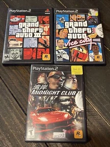 PS2 Rockstar game bundle midnight club 2, Grand Theft Auto 3, GTA Vice City - Picture 1 of 4