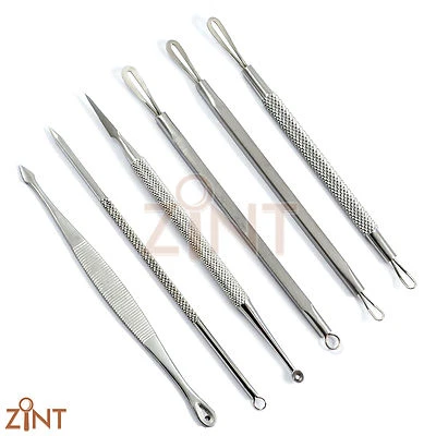 MEDENTRA UK Mitesser Entferner Werkzeuge Kit 6er Set Komedonen Extraktoren Akne Pickel Poren reinigen