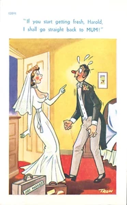 Tarjeta postal arriesgada cómic recién casados en luna de miel no te frescas o vuelvas a mamá - Imagen 1 de 2