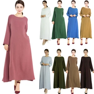 Dubai Ramadan Women Muslim Abaya Long Sleeve Maxi Dress Kaftan Arab Robe Dress - Bild 1 von 54