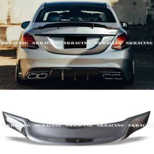 Fit For 2015-2021 Mercedes Benz W205 C63 AMG 4DR Carbon Fiber Trunk Spoiler Wing - Picture 1 of 14