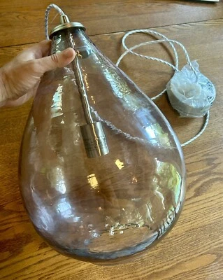 Pottery Barn Oversized Blown Glass Waterdrop Pendant, Gray ~ 12”Dia, 17.5” Tall - Image 1 of 4