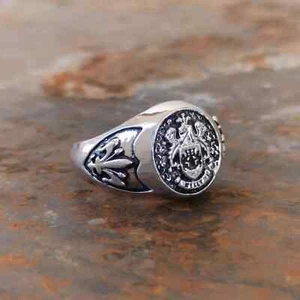 925 Sterling Silver Handmade Men's Statement Boho Unique Kelly Ring All Size - Picture 1 of 5
