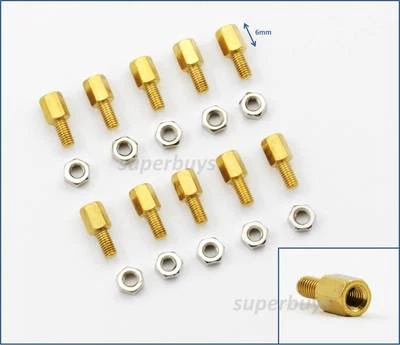 10pc 6mm M3 Male Female Brass Standoff Spacer Separator Stand Off PCB Screw Nut - image 1 of 4