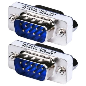 2x DB9 DB 9 RS-232 Male to Male Mini Gender Changer Coupler Adapter Converter - Picture 1 of 3