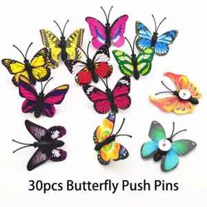 30tlg. /Satz Reißzwecken Schmetterling Reißnägel Heftzwecken für zb Pinnwand Neu - Bild 1 von 9