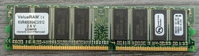 Kingston ValueRAM 512MB DDR400 PC3200 KVR400X64C3/512 CL3  1 piece - Image 1 of 2