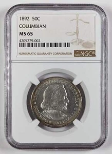 1892 Columbian Silver Half Dollar NGC MS 65 Light Iridescense - Picture 1 of 5
