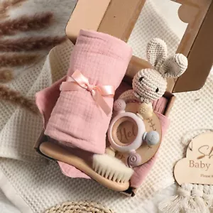 Newborn set 5 pc gift. Baby Shower Gift Baby Shower, Baby Bib Girl rattle Nuby - Picture 1 of 7