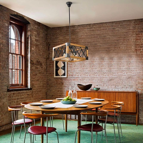 4-Light Retro Industrial Pendant Light Ceiling Lamp Fixture Farmhouse Upgrade Cover