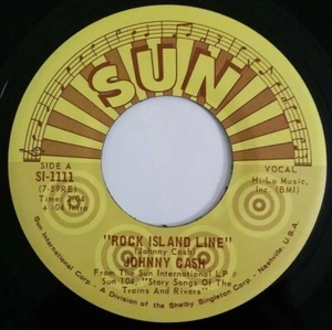 1970 JOHNNY CASH SUN RECORDS ROCK ISLAND LINE NEXT IN LINE SI1111 45 JUKEBOX VTG - Imagen 1 de 4