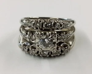 14K White Gold JTC 969 Ring 3 Band Setting Wedding/Engagement - Size 5.5 - 6.5G - Picture 1 of 9