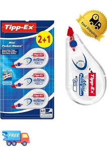Bic Tipp-Ex Mini Pocket Mouse Correction Tape [Pack of 3], White - Picture 1 of 7