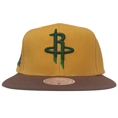 Houston Rockets Mitchell & Ness NBA Snapback Hat Cap 3D Logo Khaki Brown NWT - Image 1 of 4