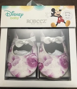 Disney Princess Baby Robeez Floral Mary Jane Shoes 100% Leather 0-6 M - Picture 1 of 4