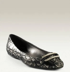 Jimmy Choo TULITA Shimmer SNAKE Logo Buckle Flats EU 39 39.5 40 I LOVE SHOES - Picture 1 of 9