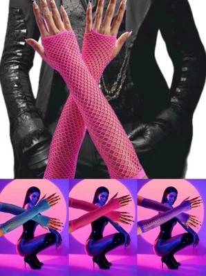 3pr Womens Sexy Long Elbow Stripper Fingerless Gloves Gothic Cosplay Accessories - Image 1 of 4