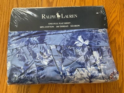 Ralph Lauren Isadora Delft Blue Full Flat Sheet NIP New - Image 1 of 4