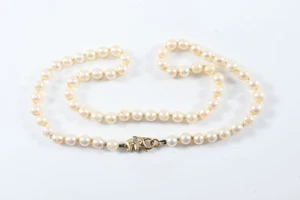 Q36L11- Perlenkette Gold 585 14kt Verschluss in Form eines Elefanten mit Diamant - Bild 1 von 12