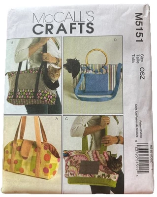 McCall's Crafts Pattern M5151  Pet Dog Cat Or Small Animal  Carriers  NEW - Image 1 of 3