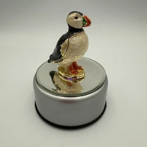 Puffin Jeweled Trinket Box with Austrian Crystals - Picture 1 of 9