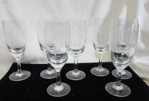 7 NORITAKE BAMBOO Etched SHERRY GOBLETS, Smooth Straight Stem 5 3/4" Tall - Picture 1 of 3
